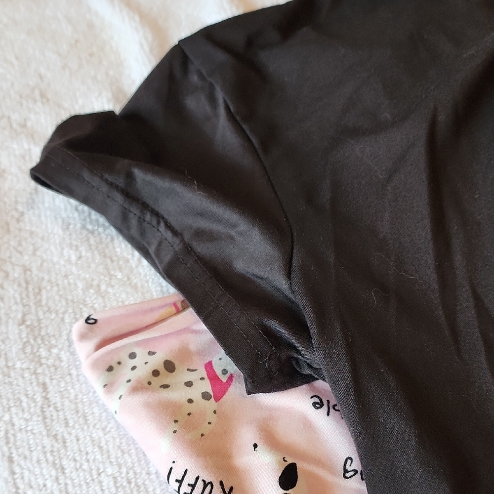 Charming Pink and Black Dog Print Pajama Set - Picture 5 of 14